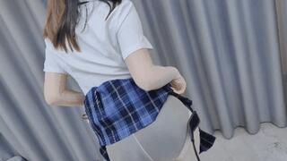 hs0012-Asian girl in school uniforms is spanked