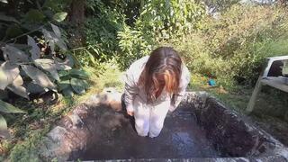 White Blouse and White Jeans Ruined in Mud
