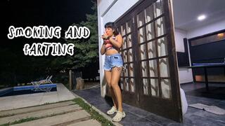 Smoking and farting desperately for a toilet