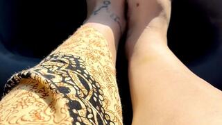 Barefoot Driving to River - Hot Summer Dirty Feet Close Ups