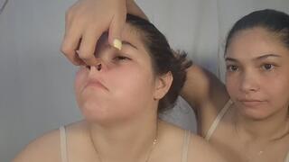 Playing with his little nose