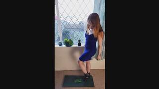 Giantess Lily Kink toy car crush of a 1950s Ford street coupe in big high heels FULL BODY view