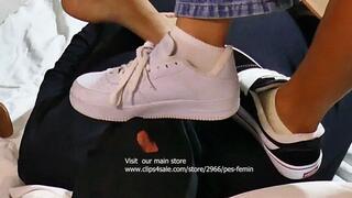 THIS IS PART 2 OF 3 DOMMMES FOOT AND SNEAKERS DOMINATING MALE SLAVE ANA AYUMI TURN