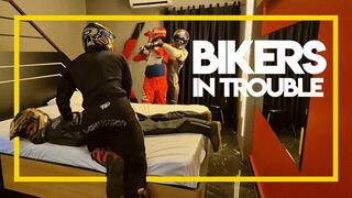 Bikers in trouble (1080p) Ticklish - Gay Bondage - Gay Domination - Biker Gear - Helmet - Leather - Biker Suit - BDSM
