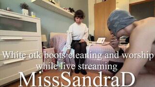 white otk boots cleaning and worship while live streaming full clip