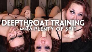 Chubby, sloppy girl trains her throat