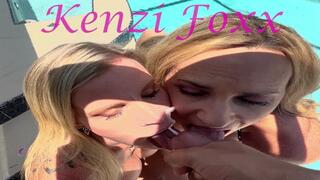 Two MILF's Blow Job Outside with Facial