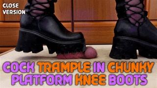 Chunky Aggressive Boots Hard Crushing Cock and Balls with TamyStarly - (Close Version) - Bootjob, CBT, Heeljob, Ballbusting, Femdom, Shoejob, Ball Stomping, Foot Fetish Domination, Footjob, Cock Board, Crush