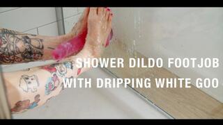 Slow Teasing Shower Footjob with Huge Dildo • Thick White Goo All Over My Feet & Window