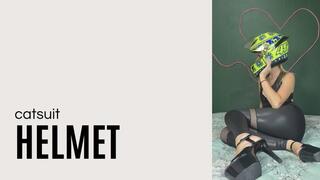 helmet and catsuit