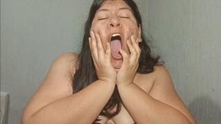 Trying not to yawn - tired face and busy day