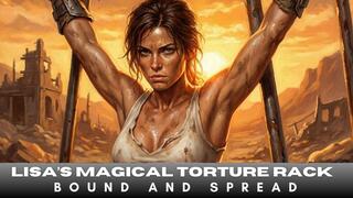 Sexy Lisa is tied to a rack in BDSM Bondage in a post apocalyptic fantasy copy