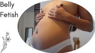 My belly looks like this in the mornings, swollen and full.