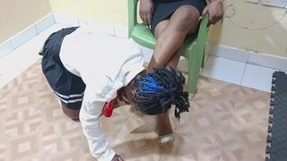 DIRTY FOOT WORSHIP Shiro licks smells dirty high kheel shoes and legs