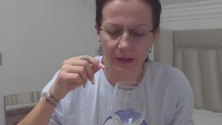 Jelly snot flows from my nose directly into the glass 8K