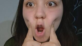 Pinching nose and cheeks