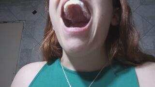 I brush my yellow teeth, look at my teeth and my tongue