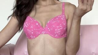 the girl plays with the vibrator