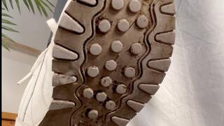 Shoejob and CBT in well worn and dirty Reebok Classic Sneakers - Severe Cock trampling, full body weight, Sneaker fetish and Giantess Views - Tramplegirl Leila crushes the cum out of her slaves cock - multi - HD