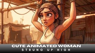 Unbearably cute animated girl is strung up on a metal frame in BDSM Bondage so we can watch her struggle copy