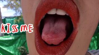 POV Passionate kissing with full lips and lip gloss