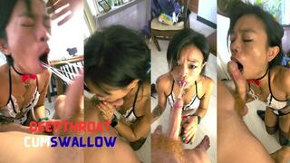 MILF Asian Maid Earns Her Tip Deep Throating Swallowing Every Drop of BWC POV