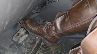 Short drive to the store and back in tall boots