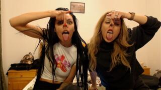 pig nose fetish, isa and elly playing with their noses