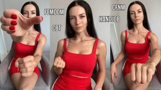 Femdom handjob roleplay, CBT, CFNM