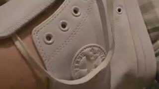 Primey's White Mono Leather Converse Unlacing