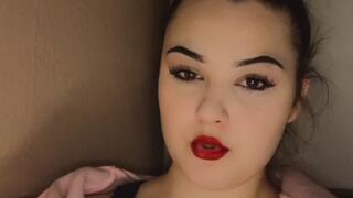 Anna Smokes Closeup with red lips