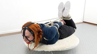 Melodiemilli Rope Hogtie and harness gagged on rotating platform
