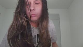 Hair Brushed, Glossy, Ponytail (brunette hair)