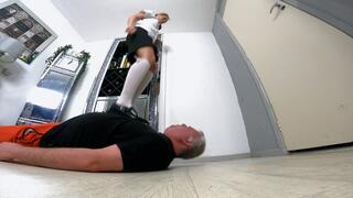 Schoolgirl Danielle Jumping Stomping Trampling In Her T-Bar Shoes FLOOR CAM