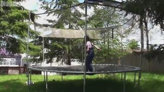 Donna: Trampoline in Diaper and Overalls