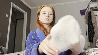 Socks tease, remove socks, feet sniffing!