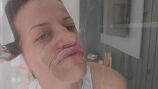 Funny faces against a door glass 8K