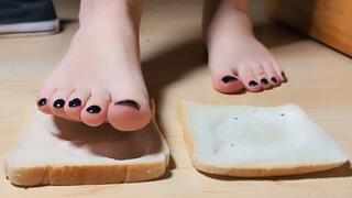Leaving FOOTPRINTS on your SLAVE FOOD - Toeprints, Stockings, Bare Feet, Sneakers - Crushing, Trampling Food - Preparing Dinner for a Pathetic Slave [1080p]