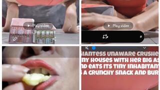 Giantess unaware Crunchy Vore & House Butt Crush Giantess Unaware Crushes tiny houses with her big ass and eats its tiny inhabitants as a crunchy snack and burps mkv