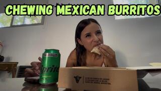 Chewing Mexican burritos