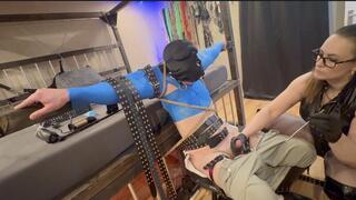 CBT sounding teasing on this slut diaper boy tied up on the bed