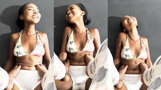 Tickling Lyra's cute belly with my feet