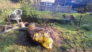 Muddy Roll-around in Raincoat and Waders