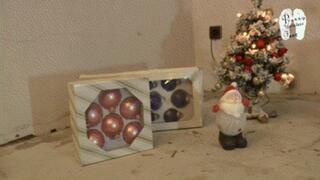 Christmas tree decorations under heeled Boots