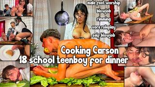 Carson for dinner 18 years old student treated like a little pig and fully sucked Feet ass and dick