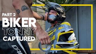 Biker Tonny Captured - Part 2 (1080p) Gay Bondage - Gay Domination - Tape Bondage - Biker Gear - Leather - Motorcycle - Helmet - BDSM