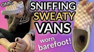 Sniffing & Describing Smelly Sweaty Feet and Vans Shoes Worn Without Socks
