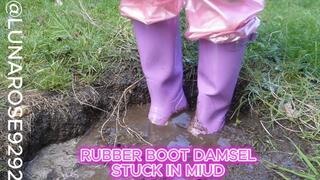 Damsel Rubber Boot Damsel stuck in the mud! Watch me get stuck in the mud! Will I make it out or have to abandon my boots! (Fun fact right after filming this I fell and tore my calf muscle lol)