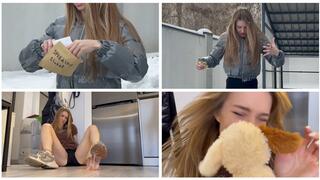 Chloe's bad day. She's caught in a sticky trap (custom video)