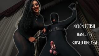 Handjob Shiny Nylons Milking Tease: Matriarch Ezada Sinn ruins Poodle's cock in zentai bondage